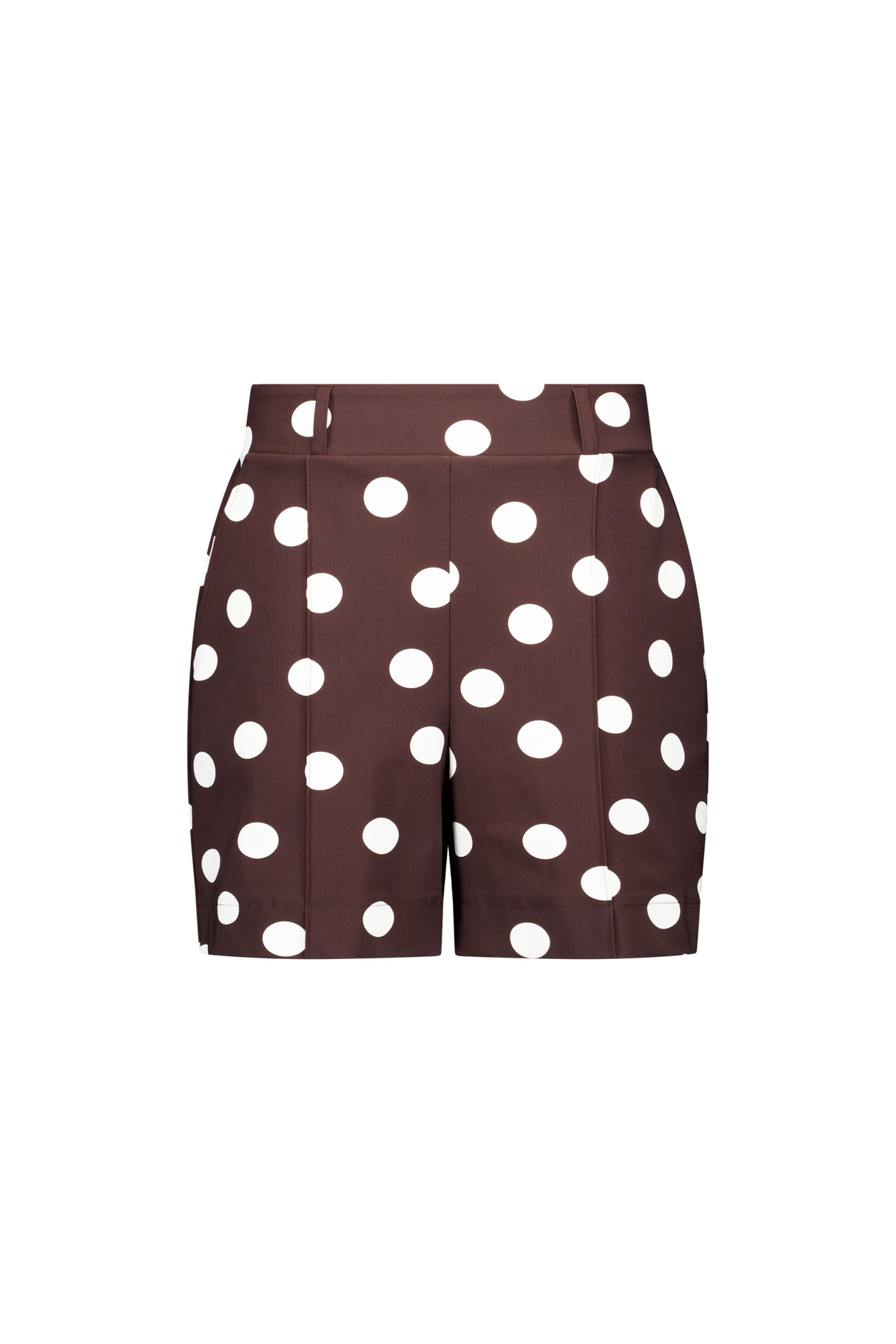 Studio Anneloes Lisanne Dot Shorts Espresso:Ecru, korte damesshorts met ecru stippen op espresso achtergrond
